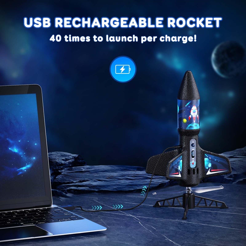 Rceico Rocket Launcher for Kids  Model Rocket Kits with Launch Set Up to 200 Ft Air Rocket Toy with Parachute  Rocket Ship Outdoor Toys for Ages 8-13 Boy Birthday Gift Space Rocket Ship Toy - Image 5